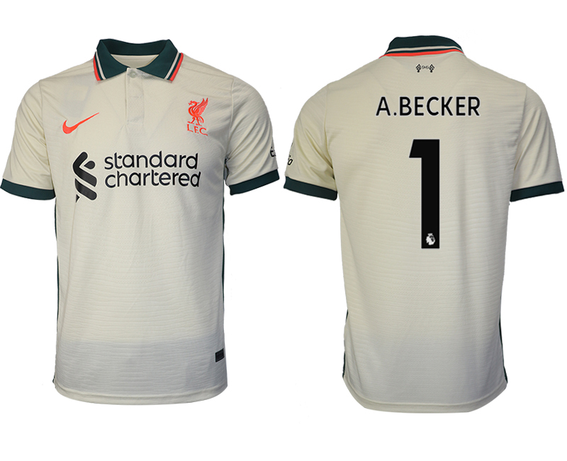 Men 2021-2022 Club Liverpool away aaa version cream #1 Soccer Jersey